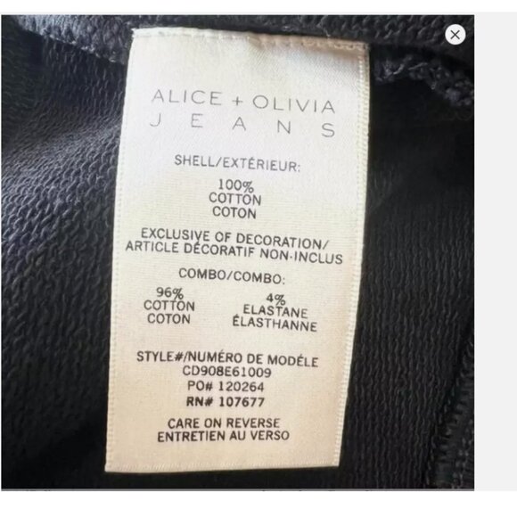 Alice+Olivia Barron Sequined Black Cotton Full Zip Sweatshirt Hoodie Size M - Picture 9 of 10